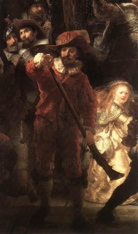 REMBRANDT Harmenszoon van Rijn The Nightwatch (detail) oil painting image